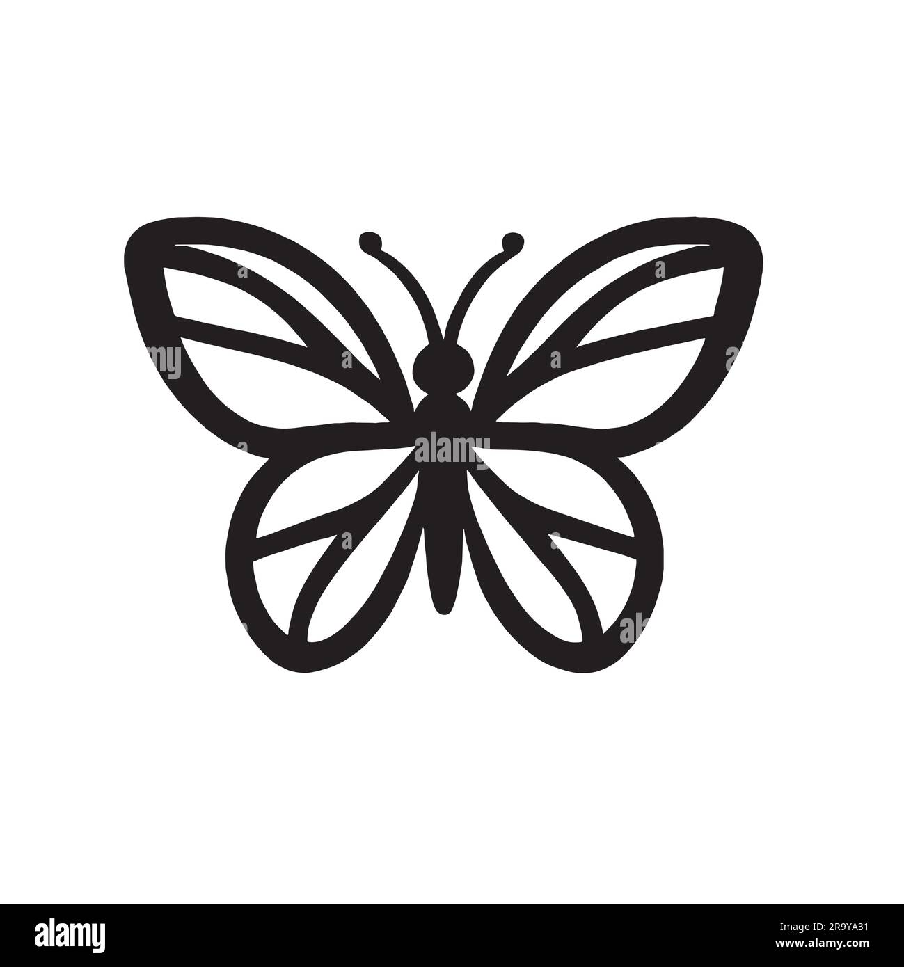butterfly logo icon in black color on white screen Stock Vector Image ...