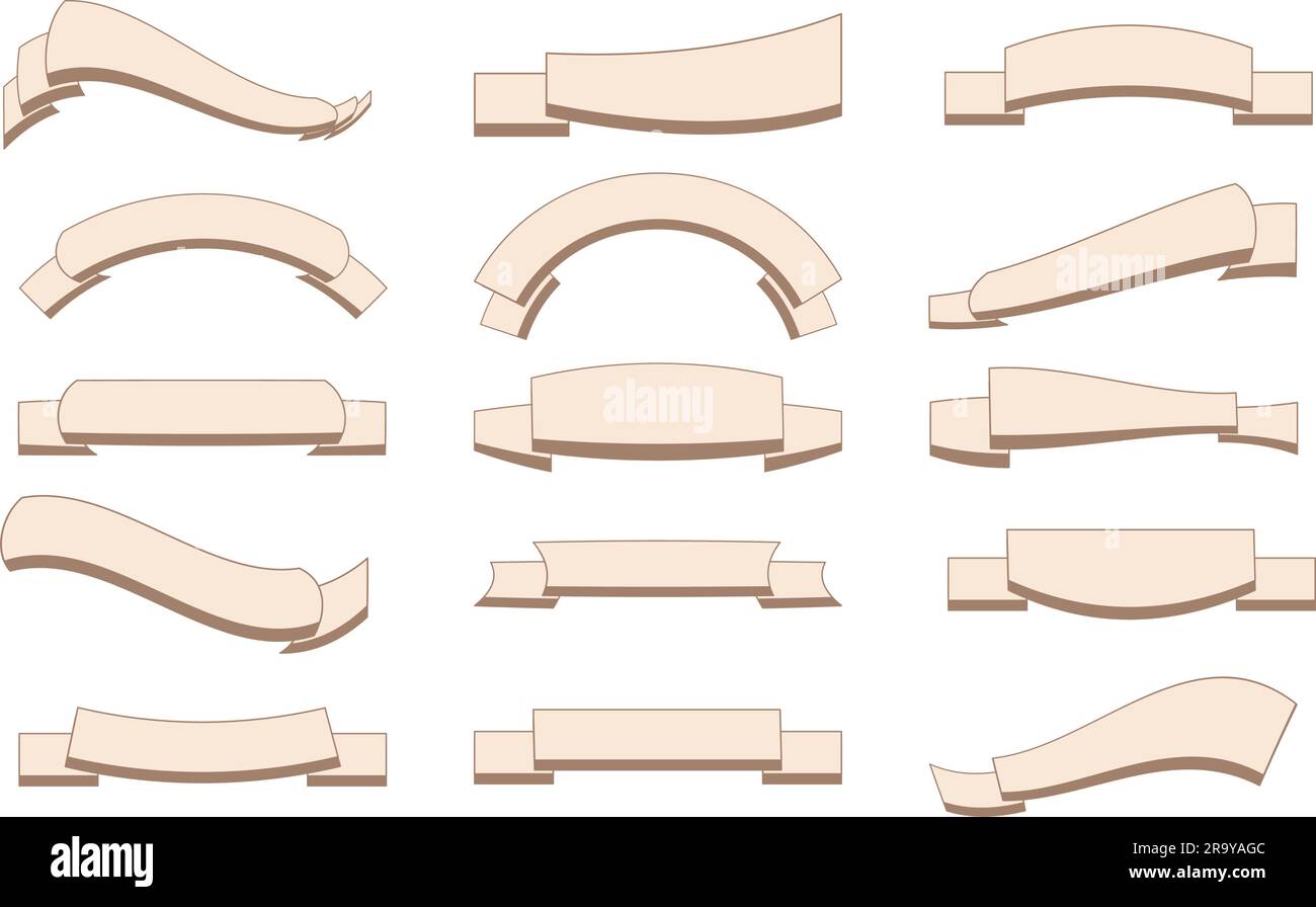 Set of ribbon icons. Banners with ribbons. Different blank ribbons for ...