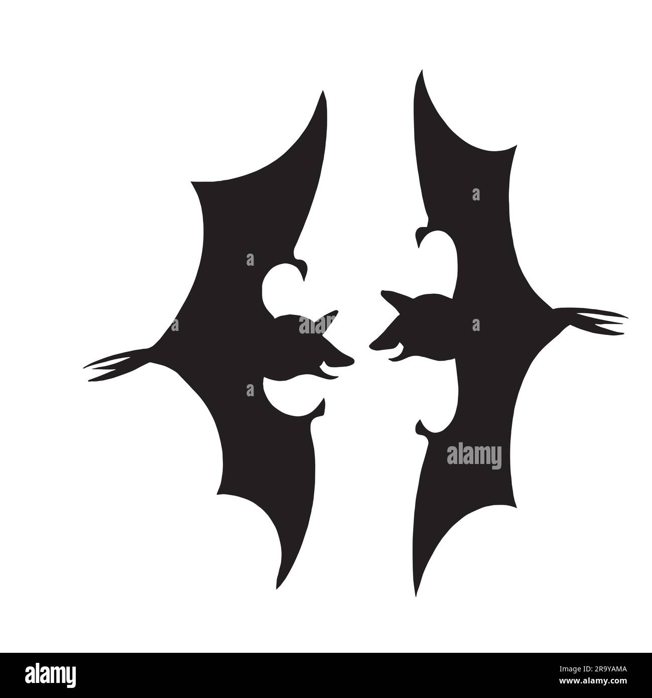 bat silhouette illustration on white canvas Stock Vector