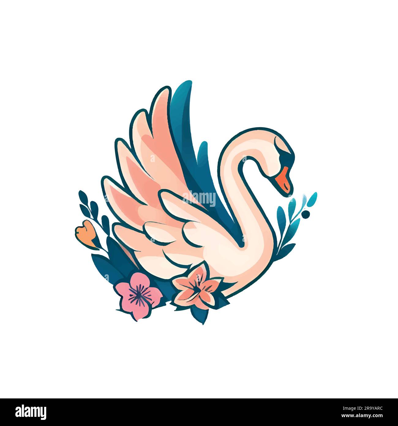 Flying swan illustration Stock Vector Images Alamy