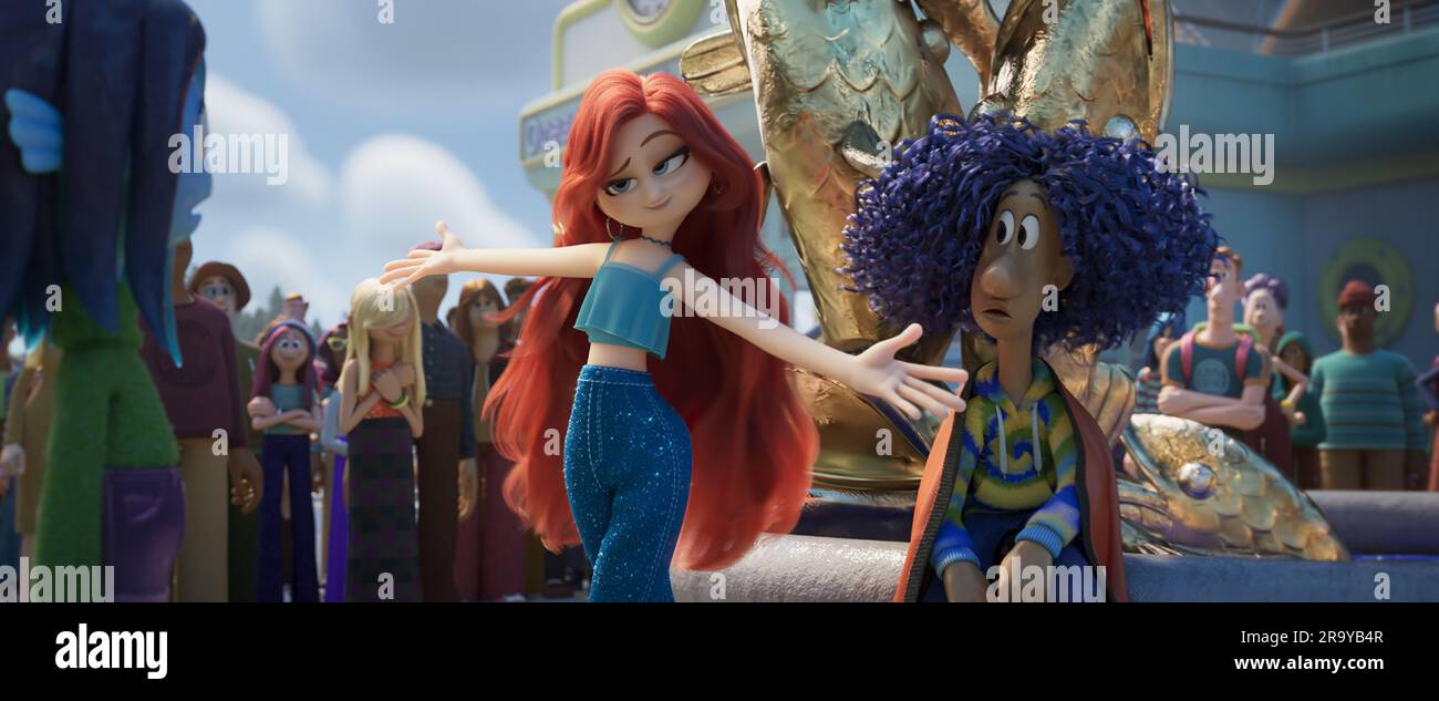 from left) Chelsea Van Der Zee (Annie Murphy) and Connor (Jaboukie  Young-White) in DreamWorks Animation's "Ruby Gillman, Teenage Kraken"  (2023), directed by Kirk DeMicco. Photo credit: DreamWorks Animation Stock  Photo - Alamy