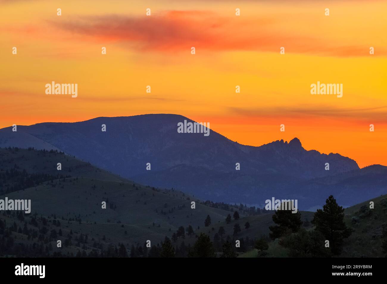 sunrise over sleeping giant mountain near helena, montana Stock Photo