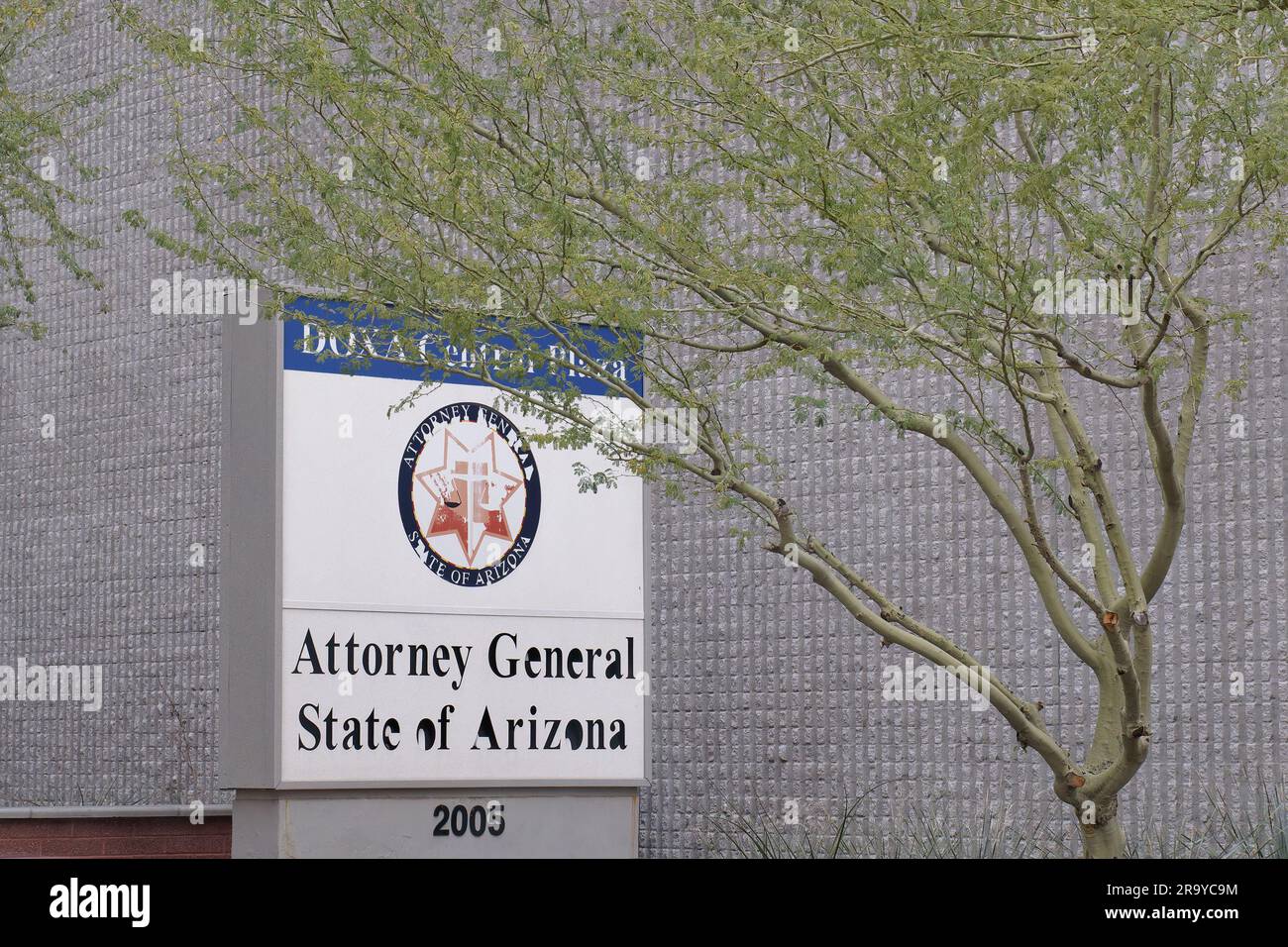 Phoenix, AZ - March 16, 2023: Offices for the Attorney General for the State of Arizona are at the DOXA Central Plaza at 2005 North Central Ave. Stock Photo