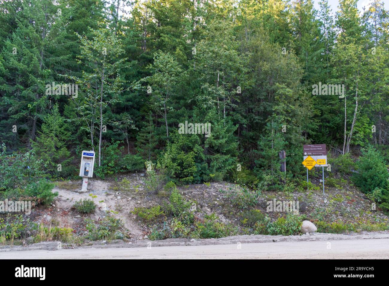 British Columbia, Canada 6 AUG 2022 A Telus phone booth on the side