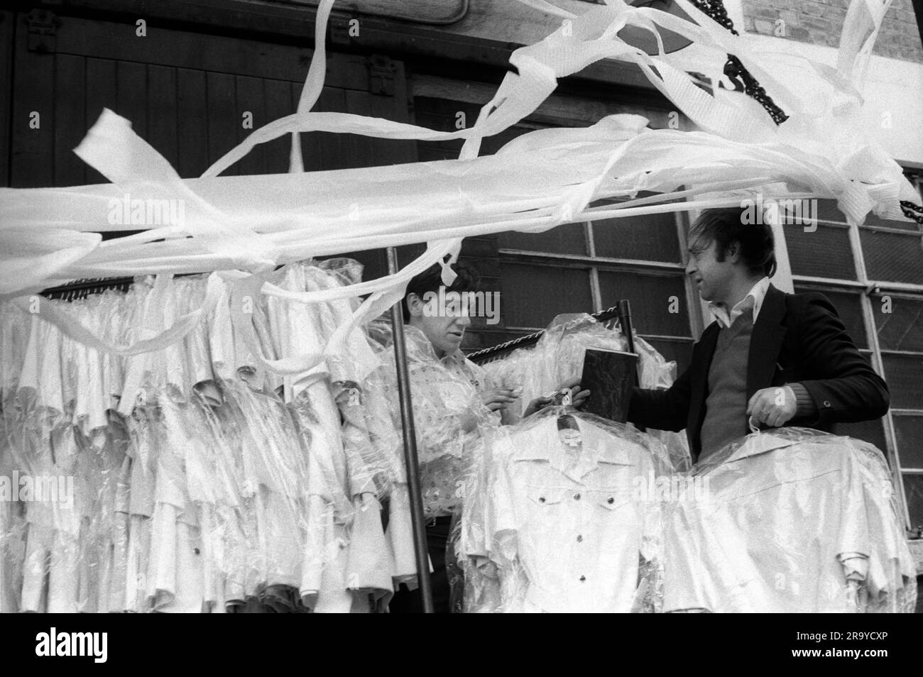 An East End of London Asian garment wholesaler's clothes about to be put into the