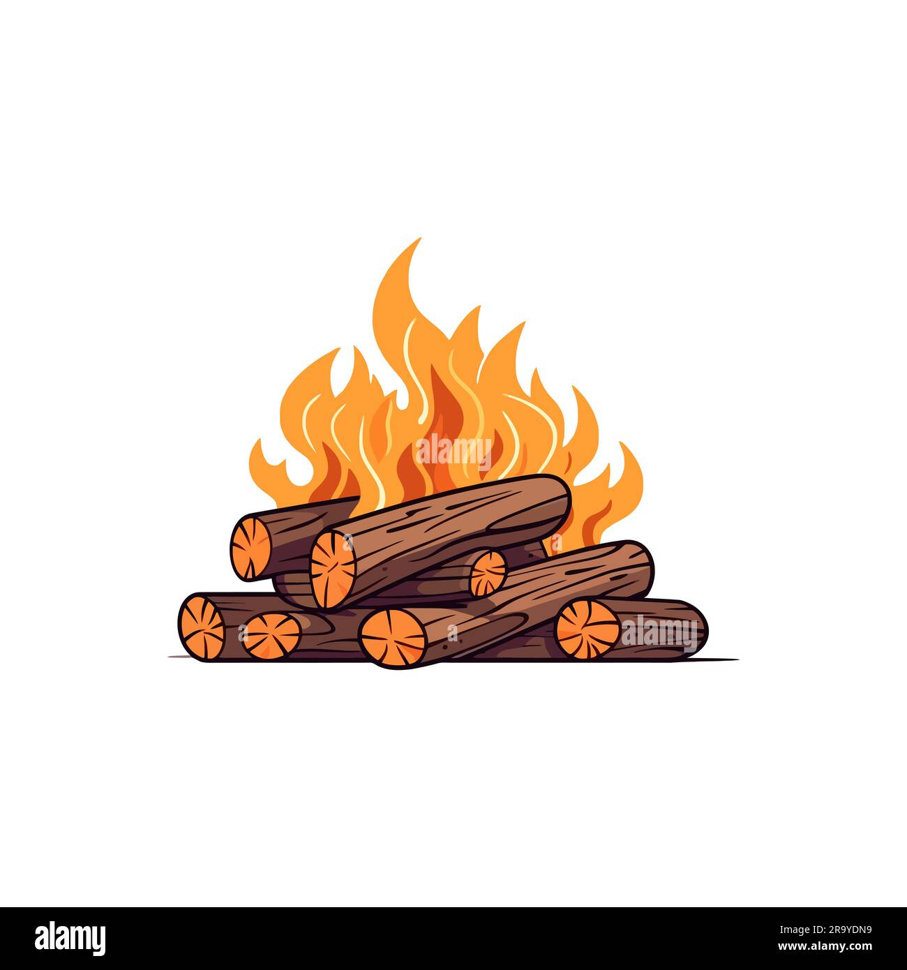 campfire in cartoon style. Fire isolated on white background. Vector ...