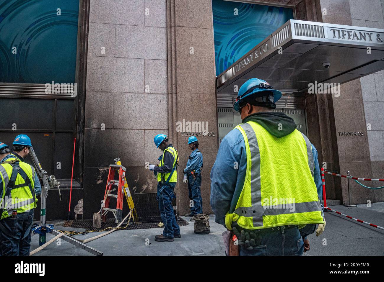 A smoke scarred wall marks the aftermath of a basement fire at Tiffany