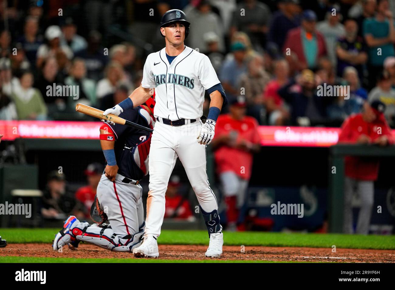Minnesota Twins catcher Christian Vazquez looks on in between batters  against the Seattle Mariners during a baseball game, Tuesday, July 18,  2023, in Seattle. (AP Photo/Lindsey Wasson Stock Photo - Alamy