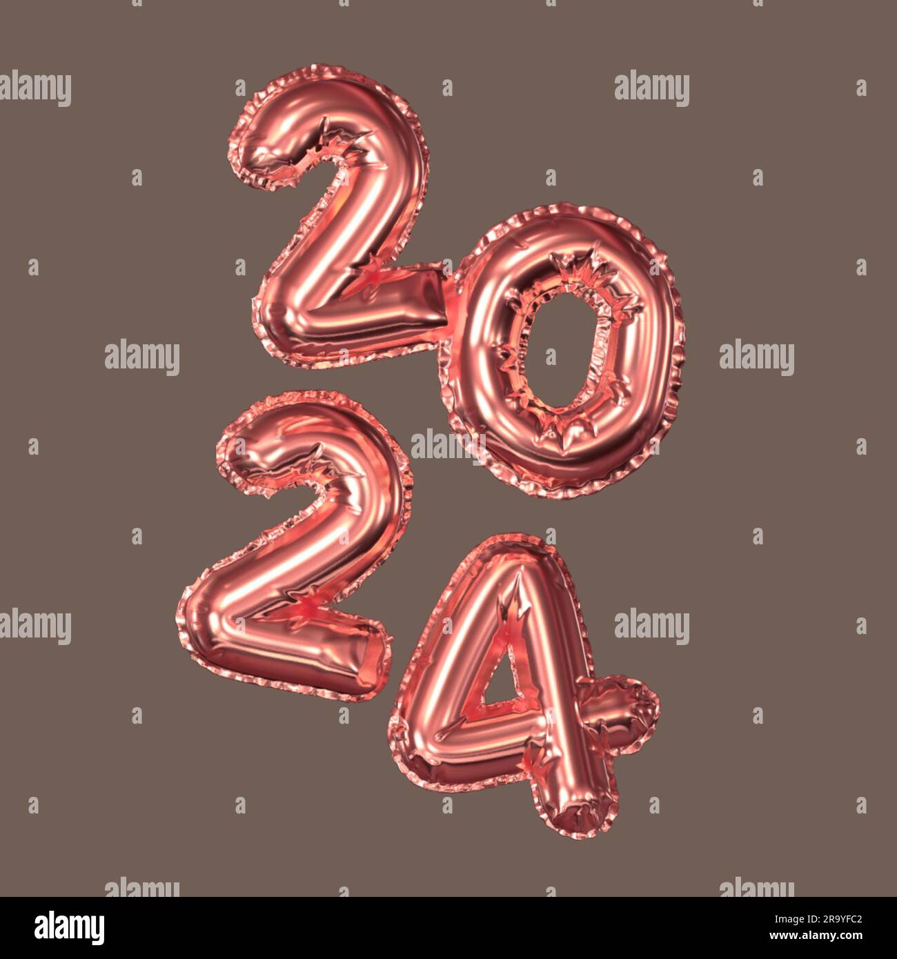 2024 New Year. 3D illustration of numbers 2024. beige background, pink