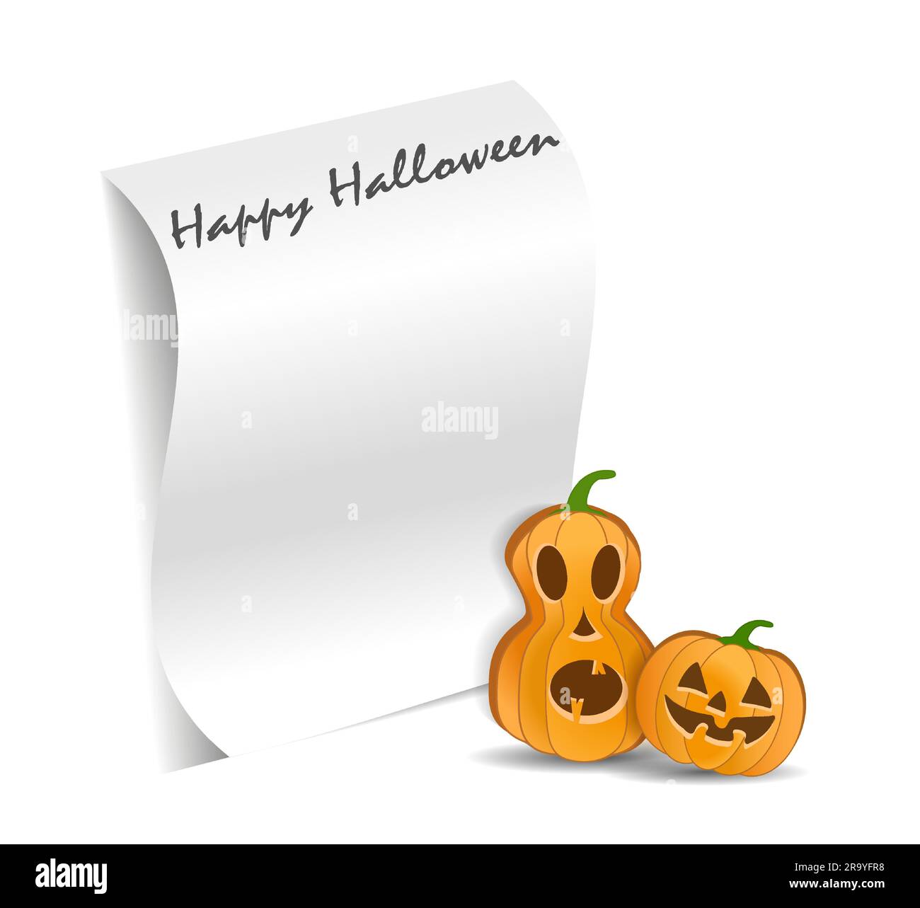 White sheet of A4 paper with a shadow on a white background. Rolled ...