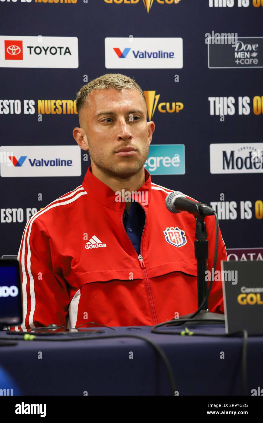 New Jersey, Harrison, USA. 29th June, 2023. (SPO) Concacaf Gold Cup: Press Conference Costa Rica. June 29, 2023, Harison, New Jersey, USA: Press Conference with Coach Luis Fernando Suarez is player Francisco Calvo before the match against Martinica, for Round 2 of the Concacaf Gold Cup at Red Bull Arena in Harrison, on thursday (29). Credit: Leco Viana/Thenews2 (Credit Image: © Leco Viana/TheNEWS2 via ZUMA Press Wire) EDITORIAL USAGE ONLY! Not for Commercial USAGE! Stock Photo