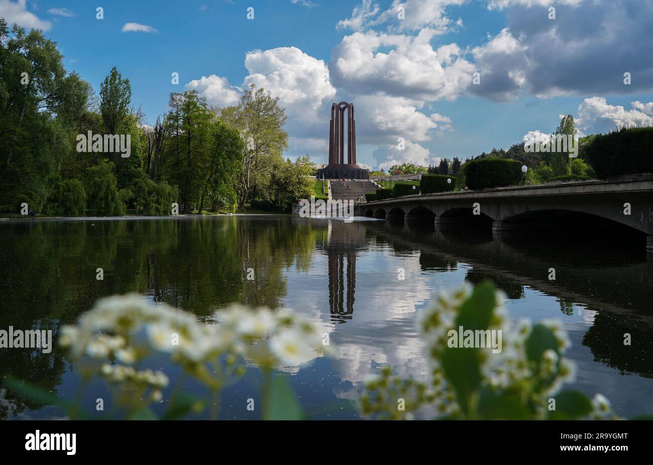 Mausoleum reflexion into water park Stock Photo