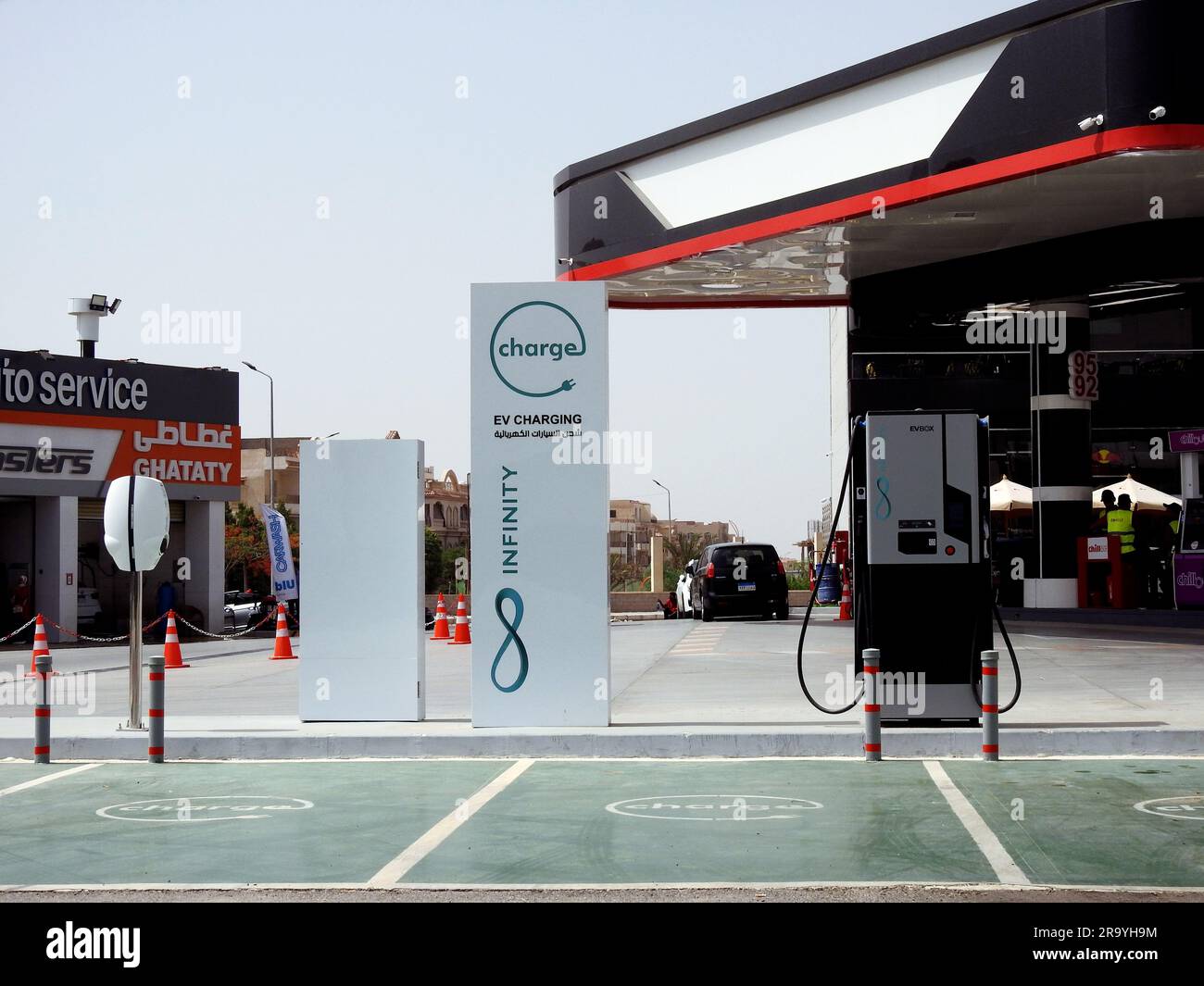 Cairo, Egypt, June 9 2023 EV charging station outdoors in Egypt for EV