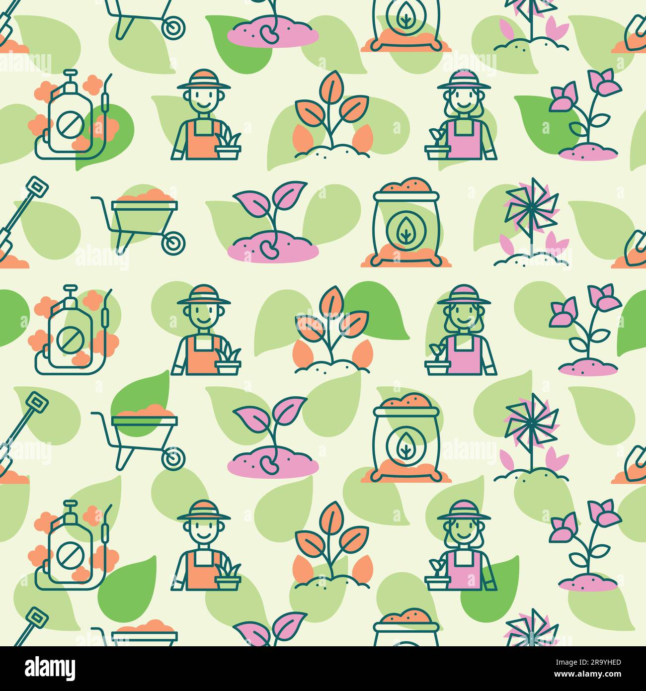 Seamless pattern background with gardening icons Vector Stock Vector ...