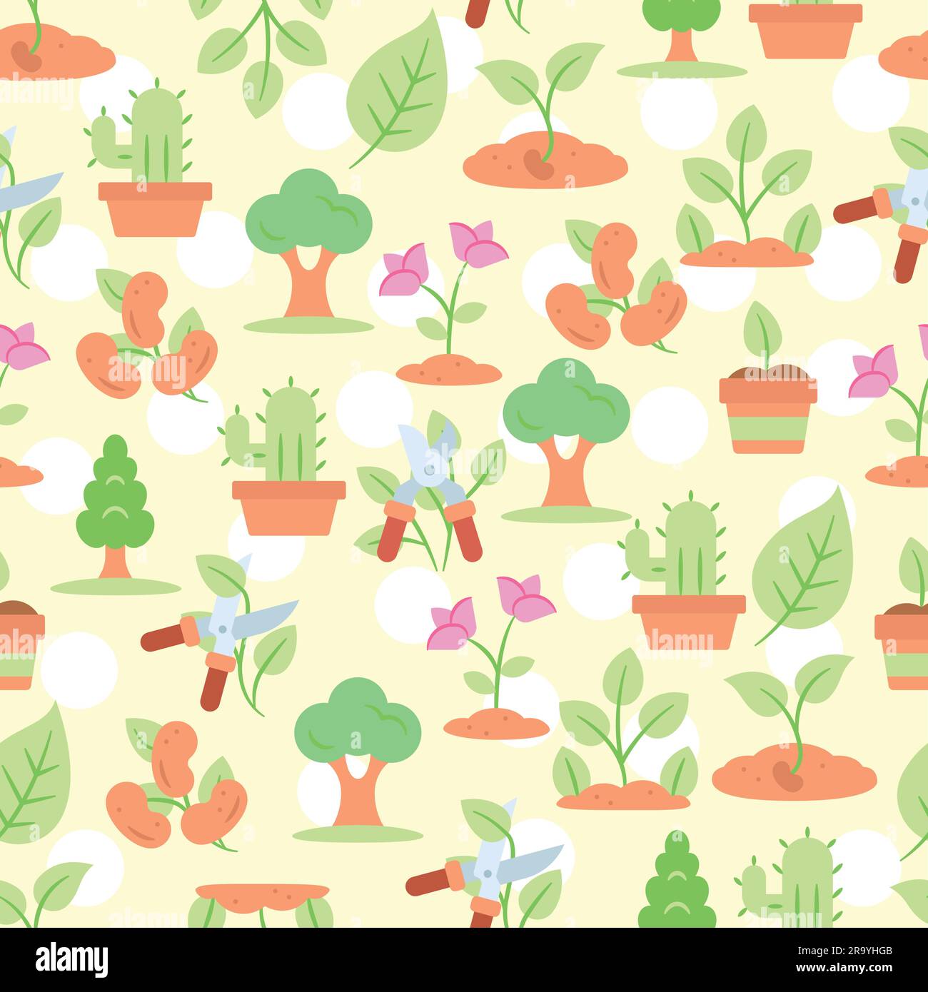 Seamless pattern background with gardening icons Vector Stock Vector ...