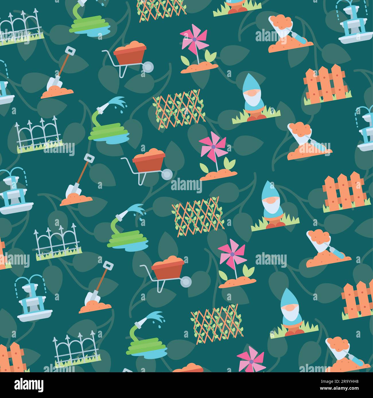 Seamless pattern background with gardening icons Vector Stock Vector ...