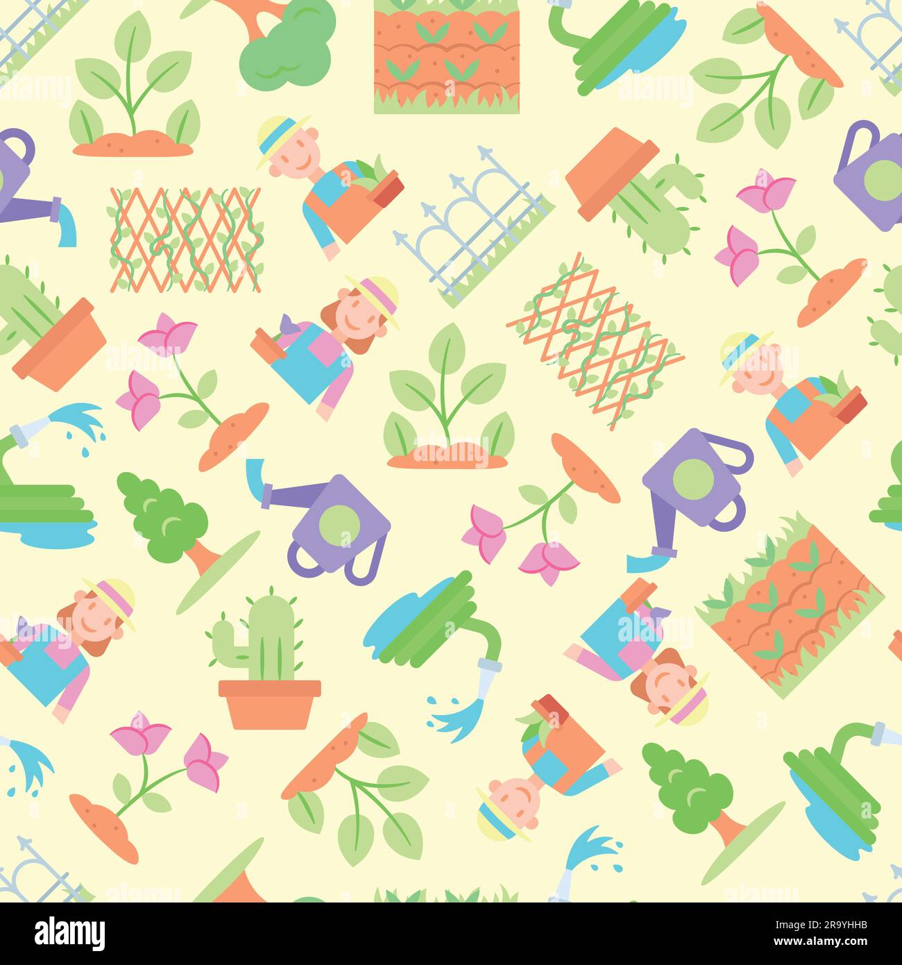 Seamless pattern background with gardening icons Vector Stock Vector ...