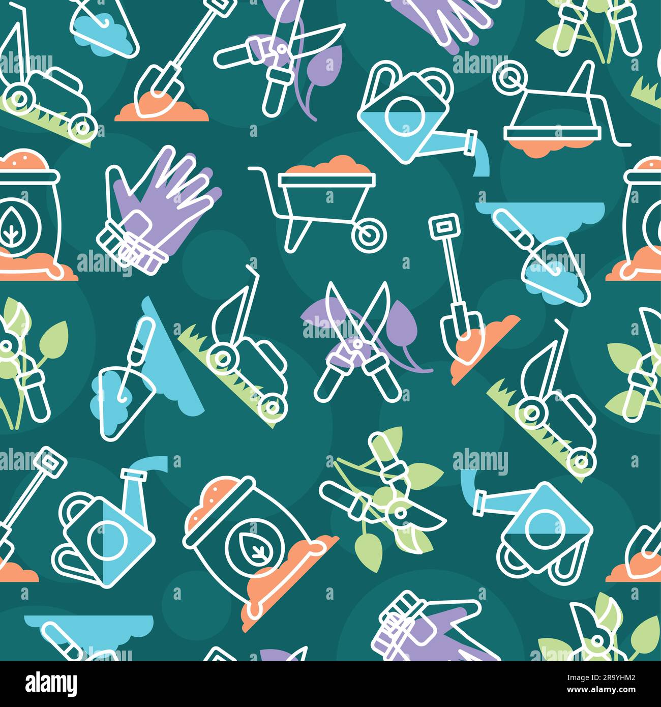 Seamless pattern background with gardening icons Vector Stock Vector ...