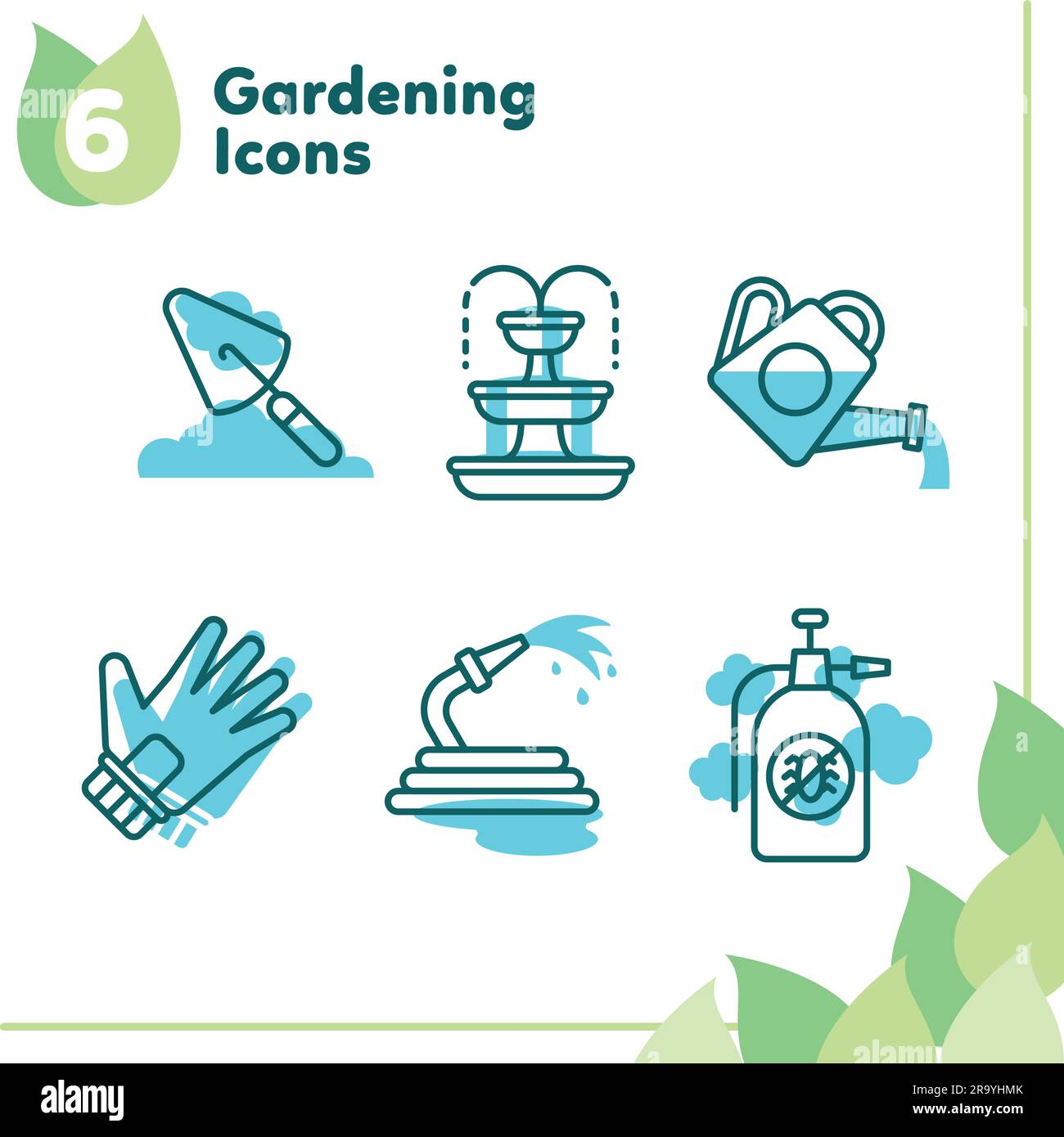 Set of different colored gardening icons Vector Stock Vector Image ...