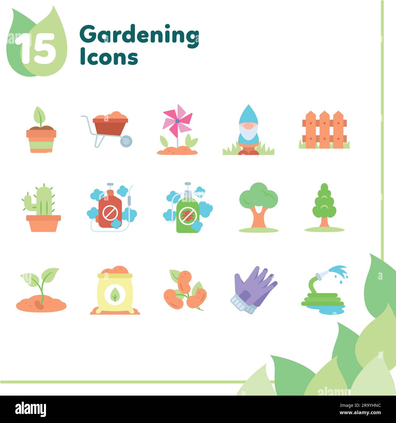 Set of different colored gardening icons Vector Stock Vector Image ...