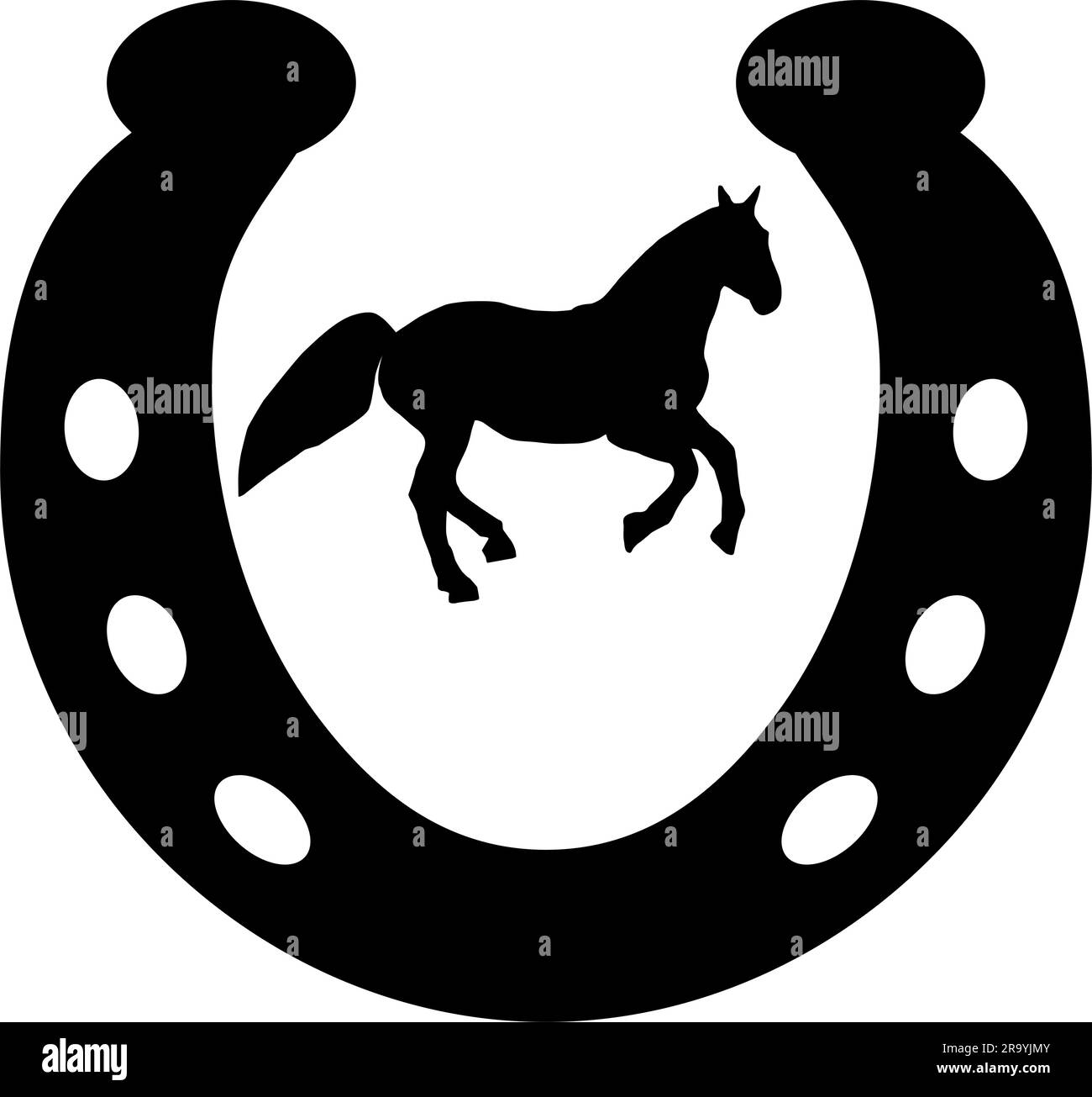 Horse and horseshoe logo on a white background Stock Vector Image & Art