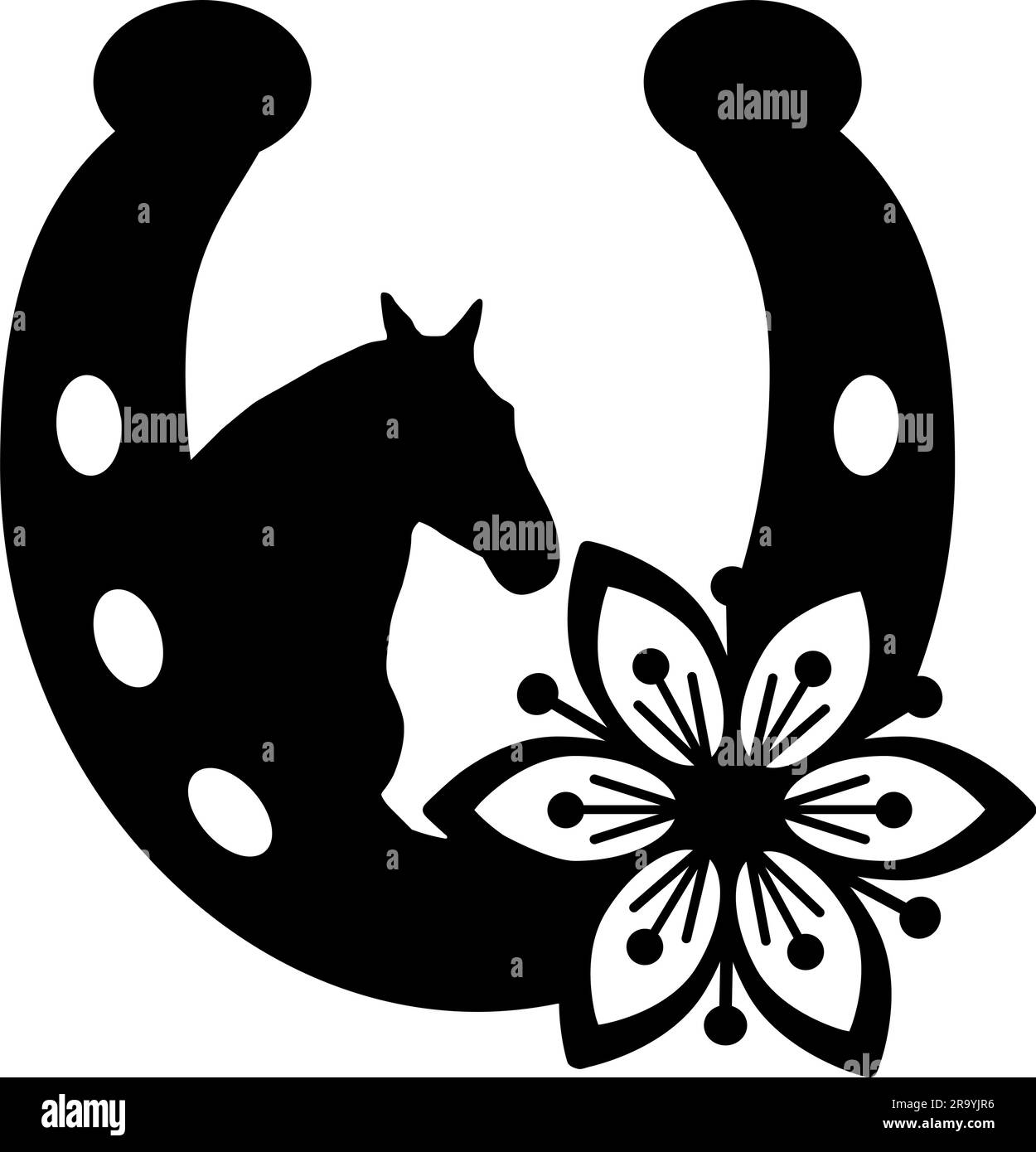 Horse and horseshoe logo on a white background Stock Vector Image & Art