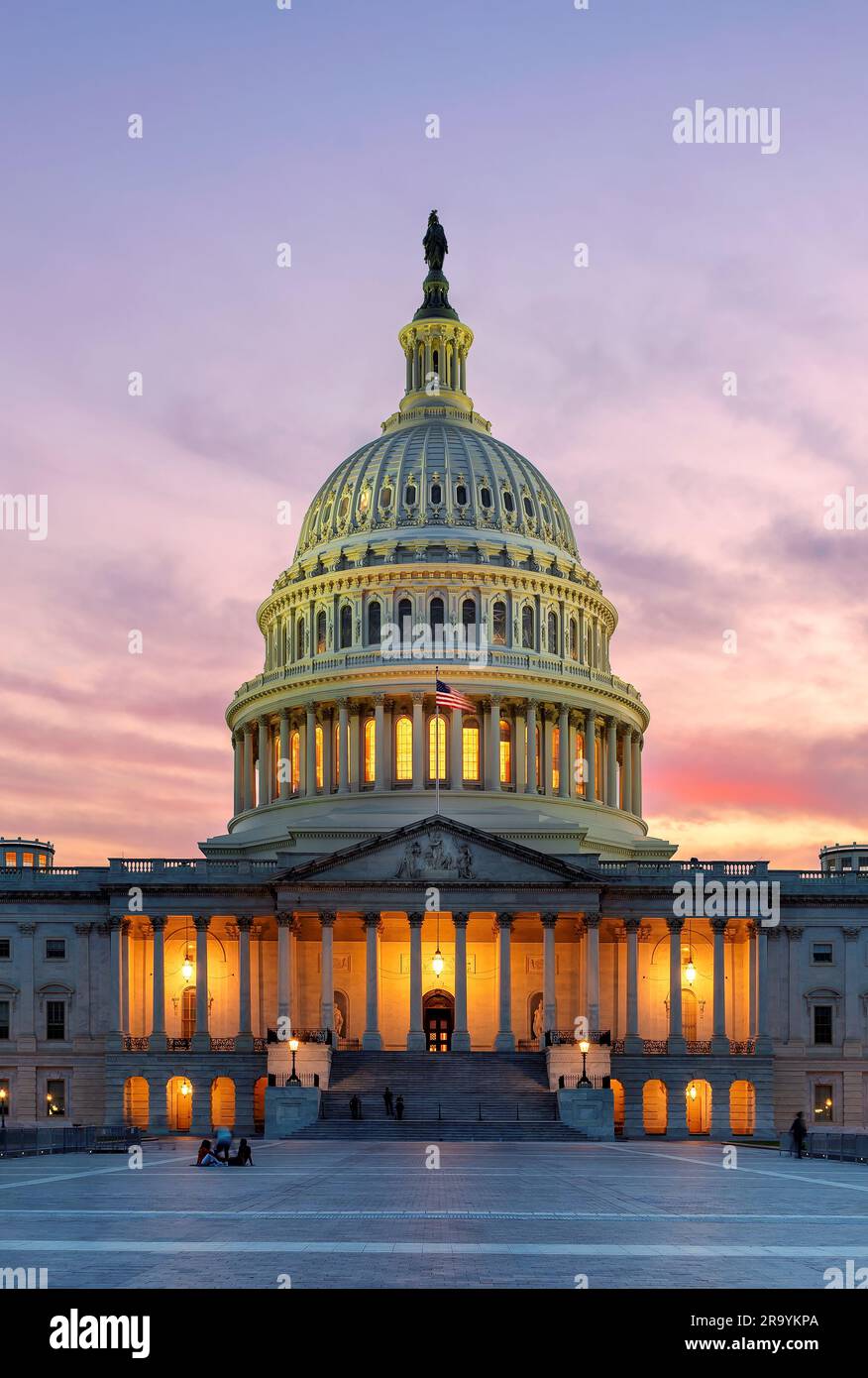 The United States Capitol building at sunset, Washington DC Stock Photo