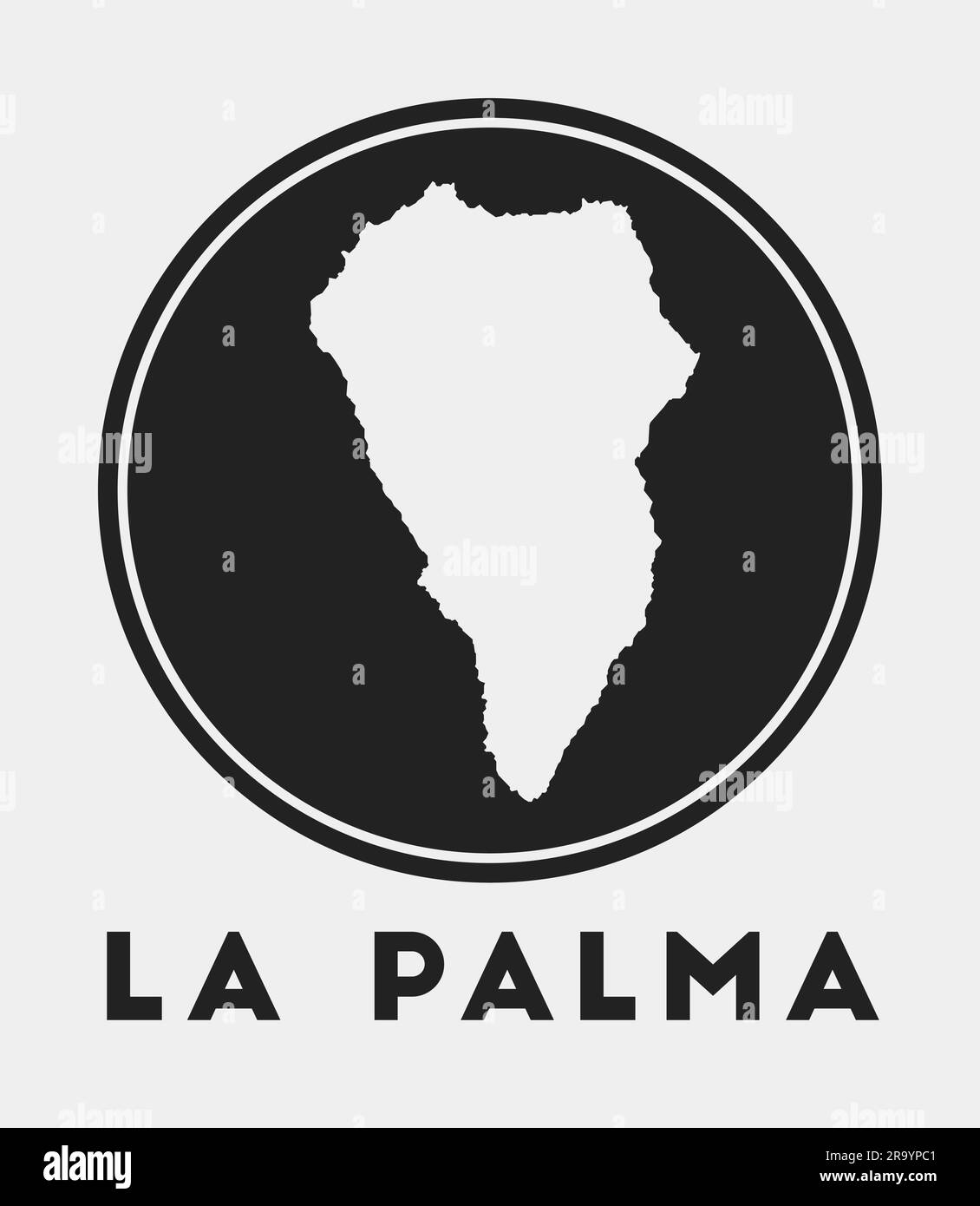 La Palma icon. Round logo with island map and title. Stylish La Palma badge with map. Vector illustration. Stock Vector