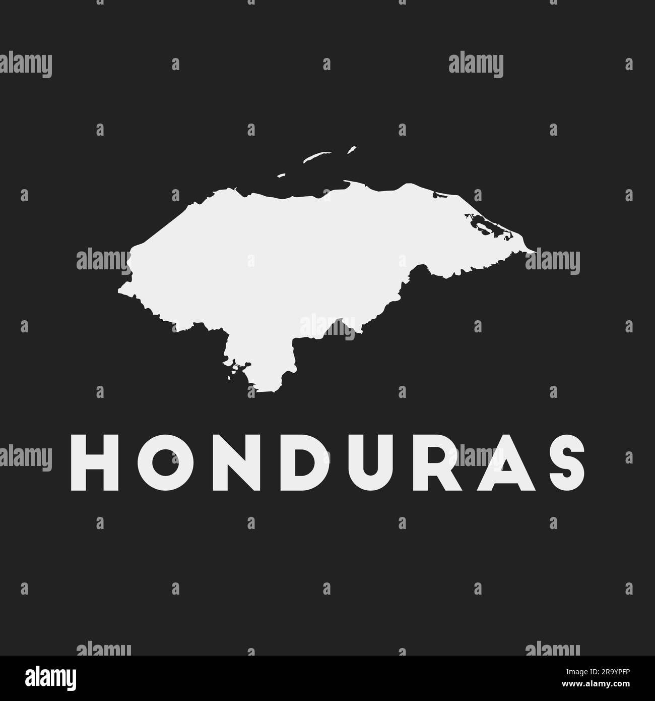 Honduras Icon Country Map On Dark Background Stylish Honduras Map