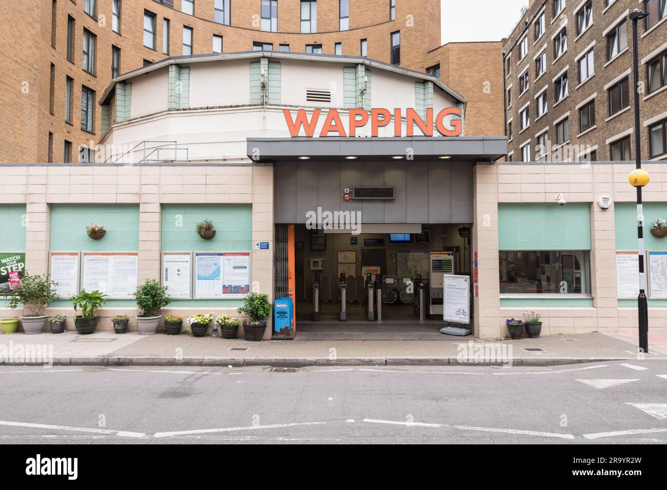 The entrance to Wapping Rail Station, Meeting House Alley, Poplar, London, E1, England, U.K. Stock Photo
