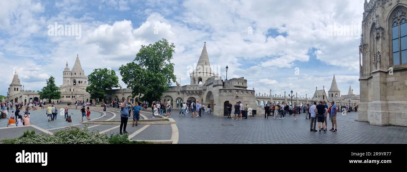 Budapest, Hungary - 05.20, 2023: Fisherman's bastion with people. Stock Photo