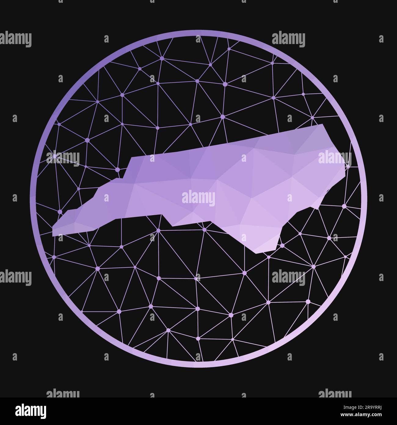North Carolina icon. Vector polygonal map of the US state. North ...
