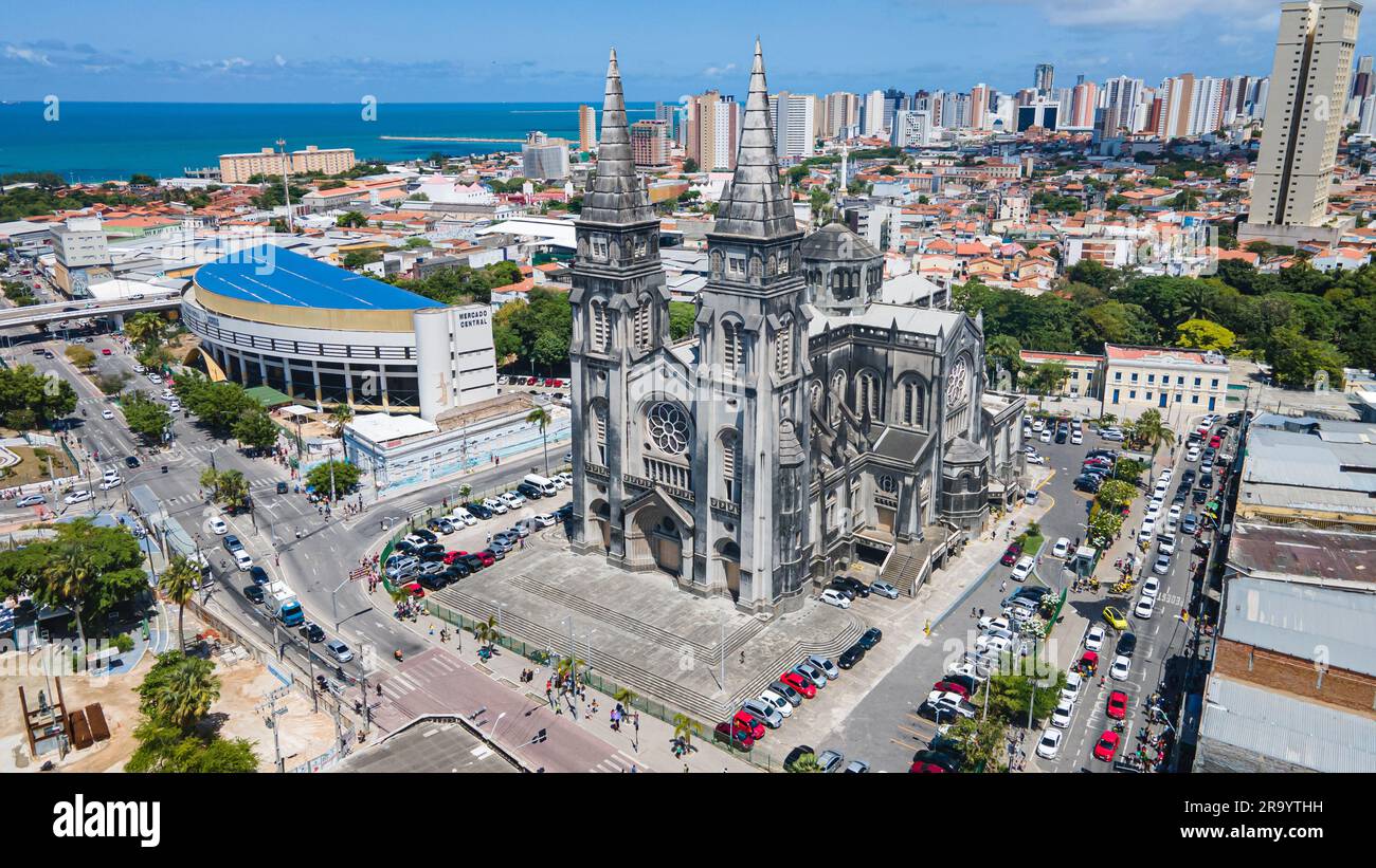 The St. Joseph's Cathedral also called Metropolitan Cathedral of St. Joseph is a Catholic church, home of the Archdiocese of Fortaleza - Ceará/Brazil Stock Photo