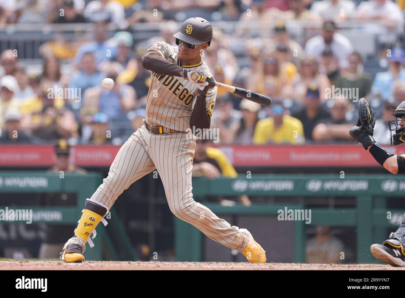 San Diego Padres left fielder Juan Soto bats during an MLB game