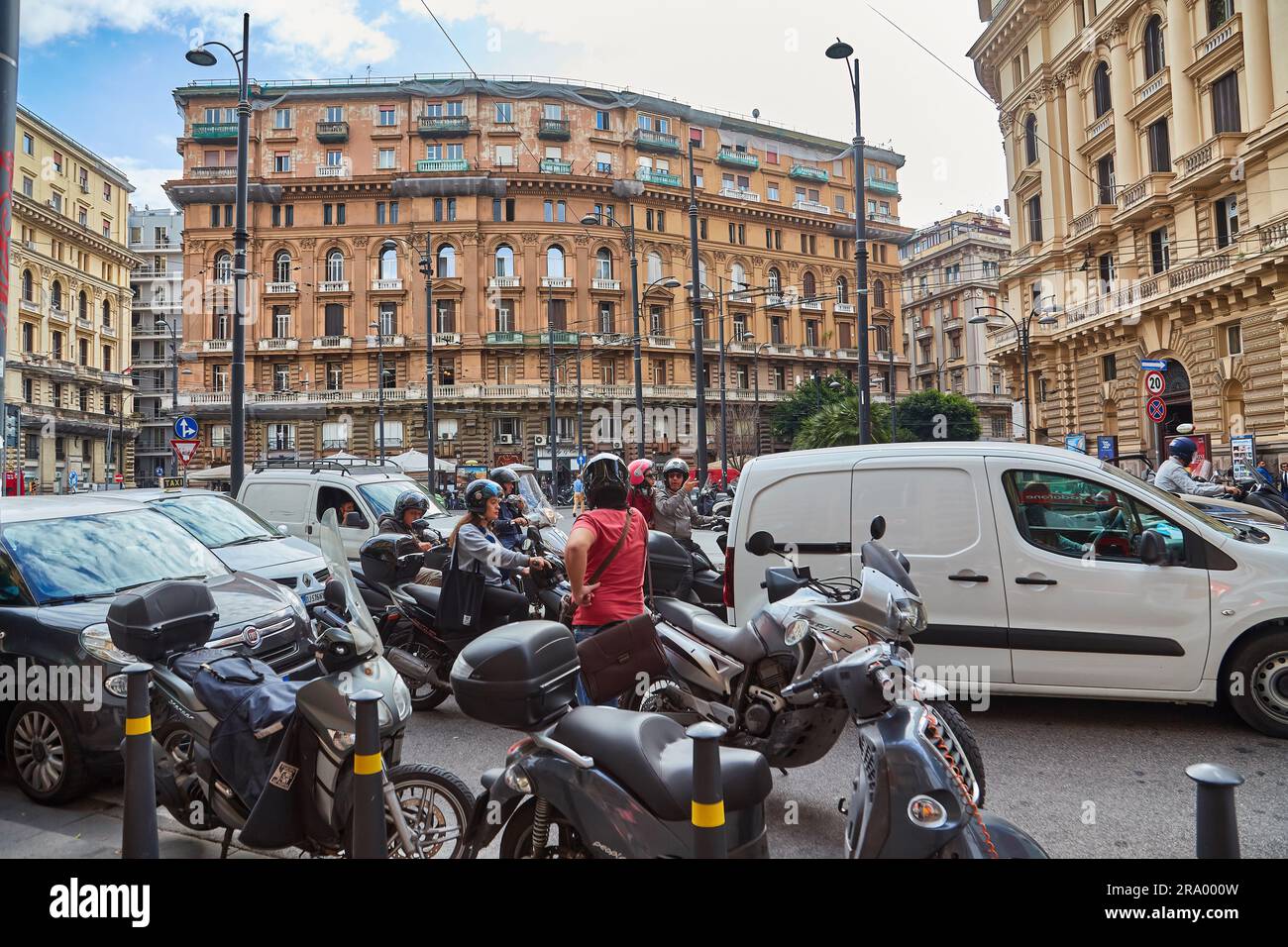 Naples, Italy - October 25, 2019: Generic architecture and street view in the city center of Naples, Campania, Italy. Corso Umberto I and Piazza Giova Stock Photo