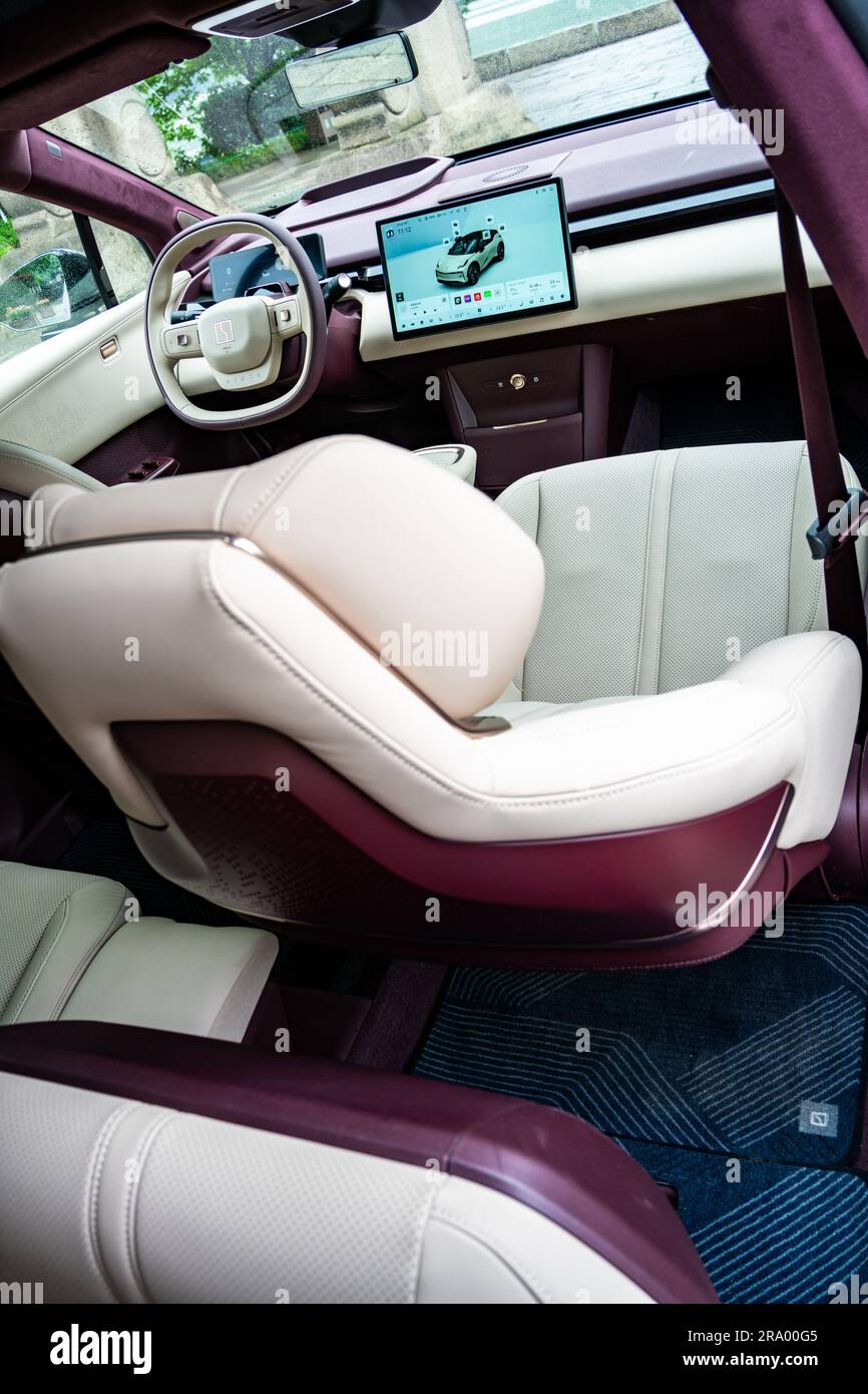 Zerogravity passenger seat of the 4seater Zeekr X electric car pictured on a test drive in