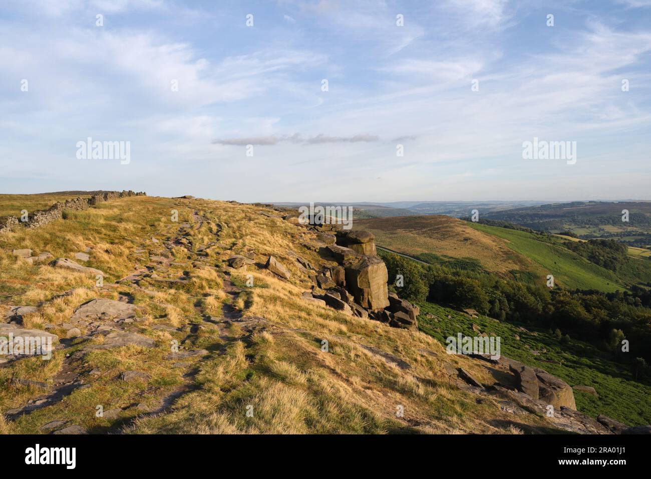 Rocks on Stanage Edge in the Peak District National park, Derbyshire Moorland landscape, England. English scenic view. British countryside Stock Photo
