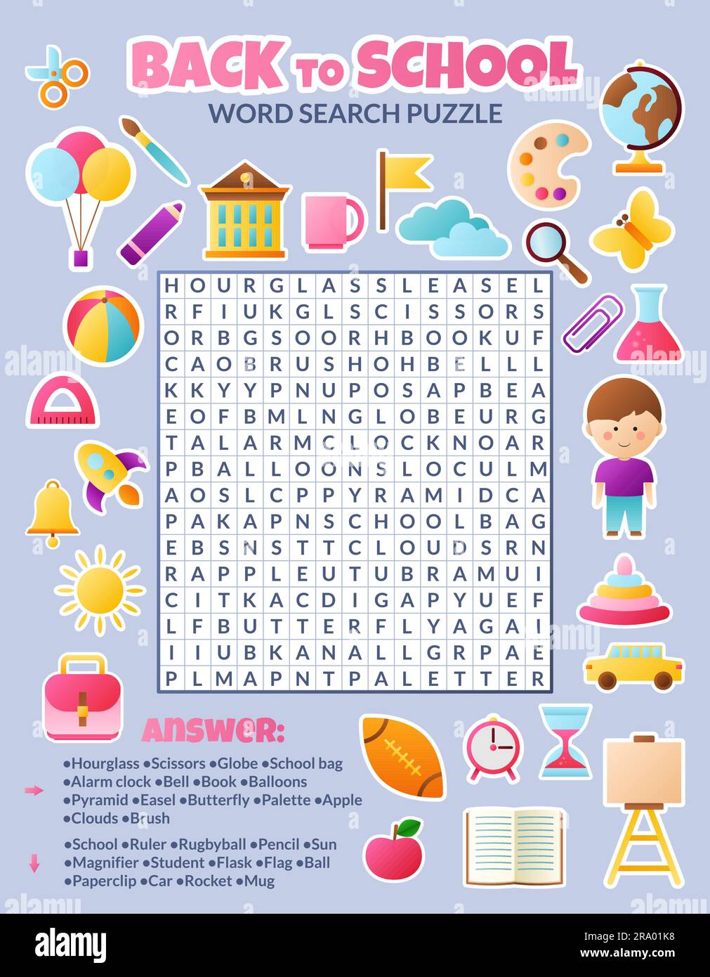 Premium Vector  Word puzzle game worksheet with school characters