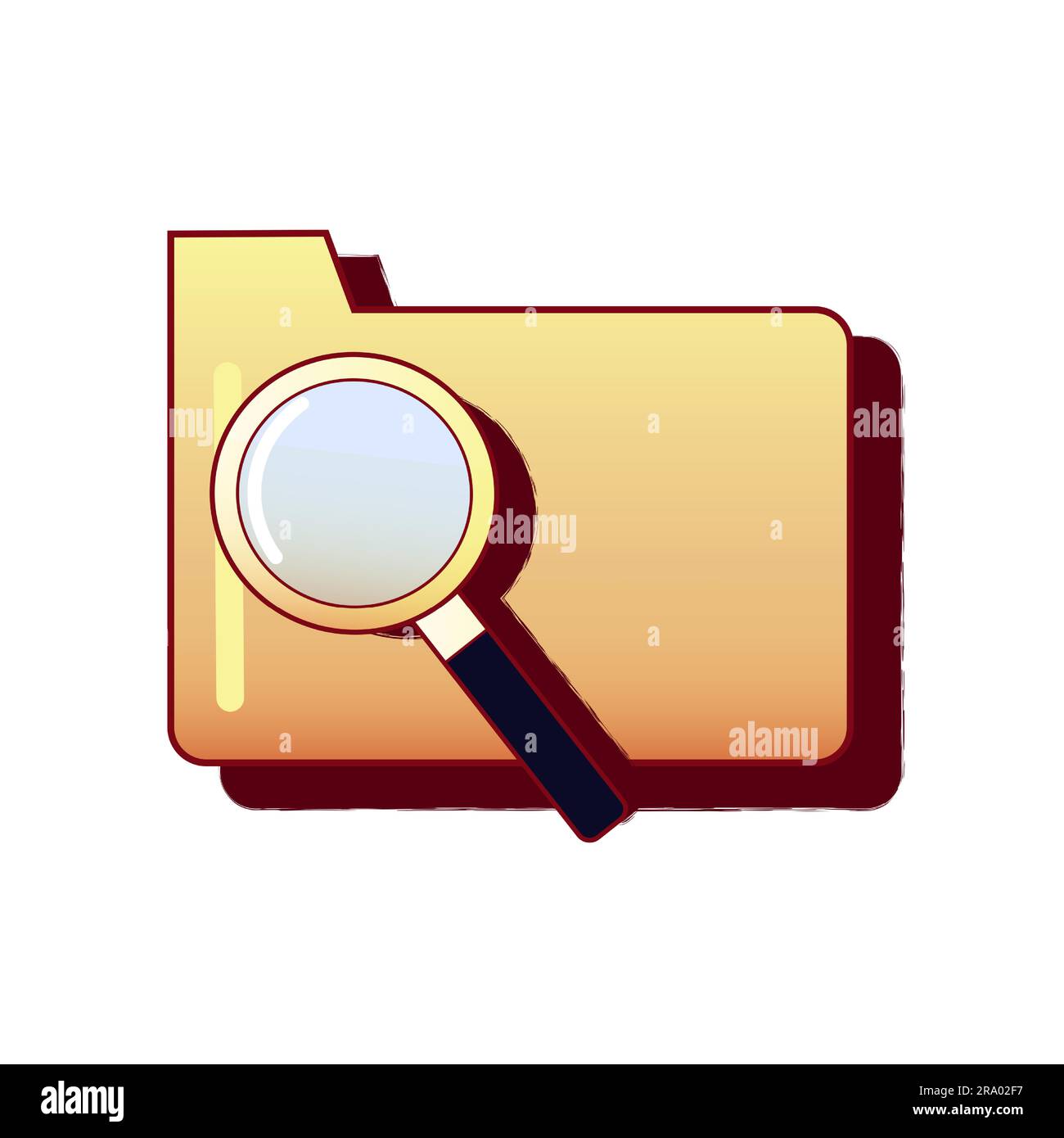 Folder with magnifying glass icon. Retro PC user interface aestetic