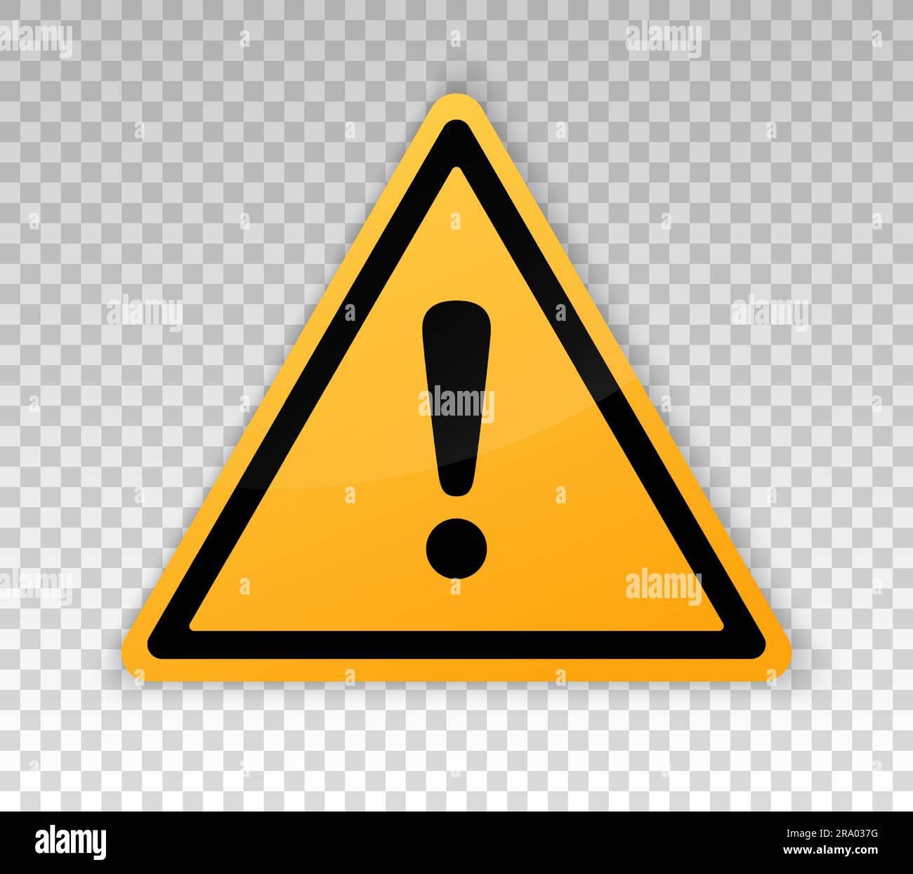 Attention sign. Warning caution board. Black exclamation mark in yellow