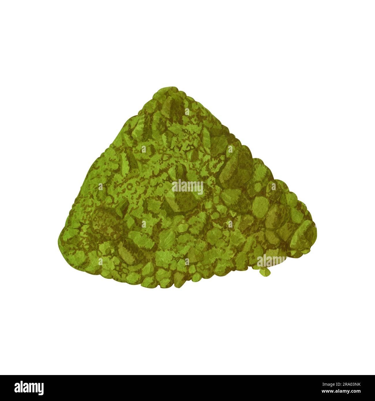 Watercolor green matcha tea heap of green powder isolated on white ...