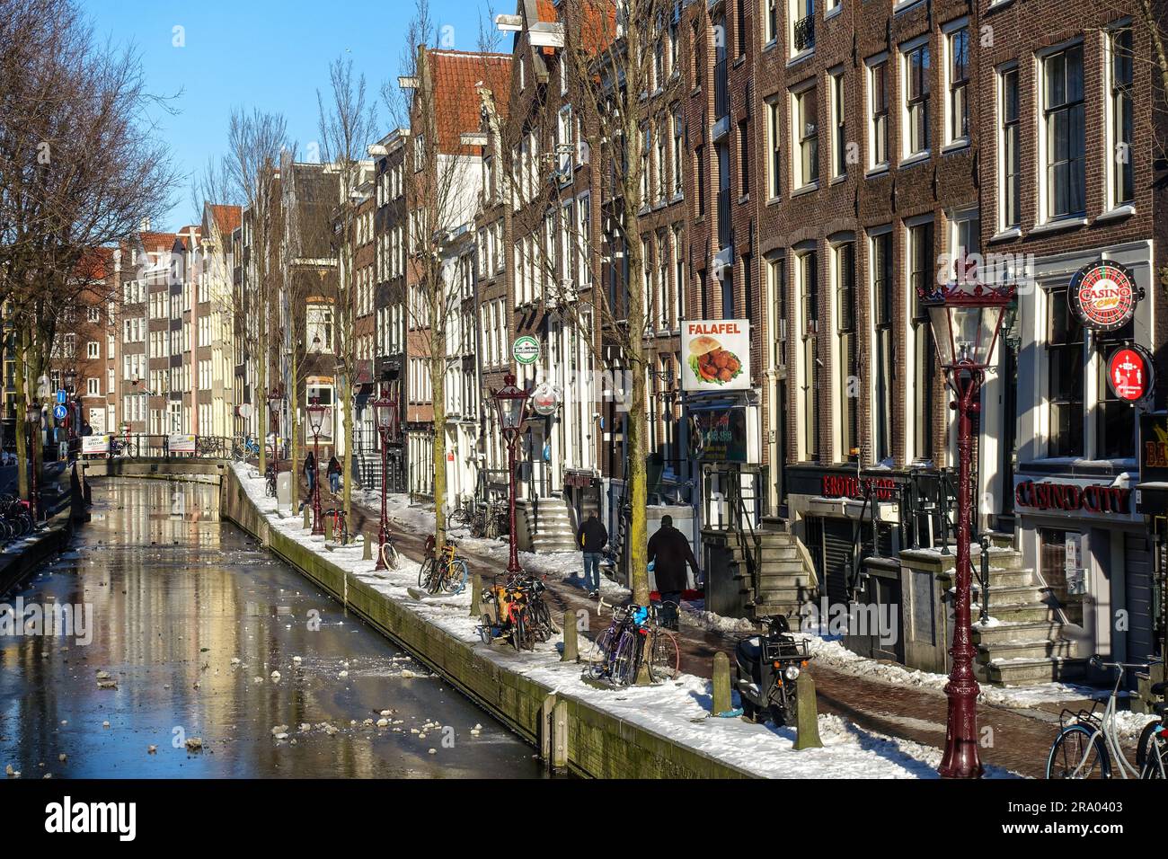 Red light district in Amsterdam in winter Stock Photo