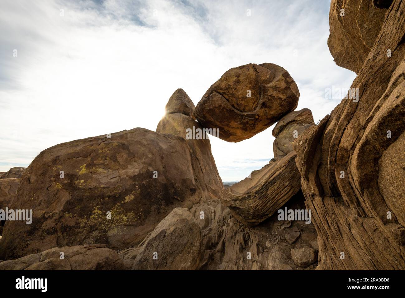 Look At Rocks Looking up at Balanced Rock in the Grapevine Hills of Big Bend Stock ...