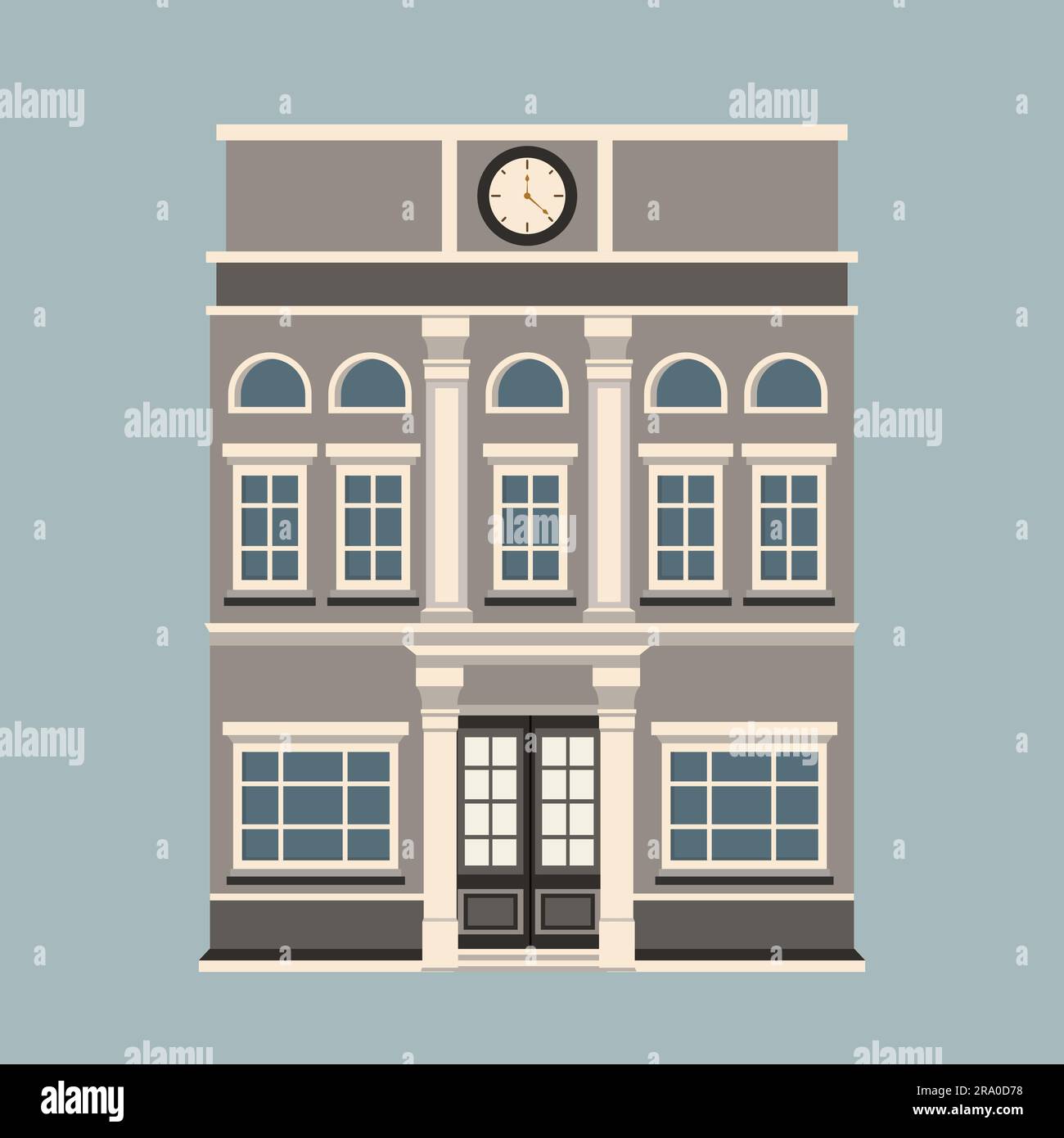 Classic building flat style.Vintage Residential House.Facade office isolated background Stock Vector
