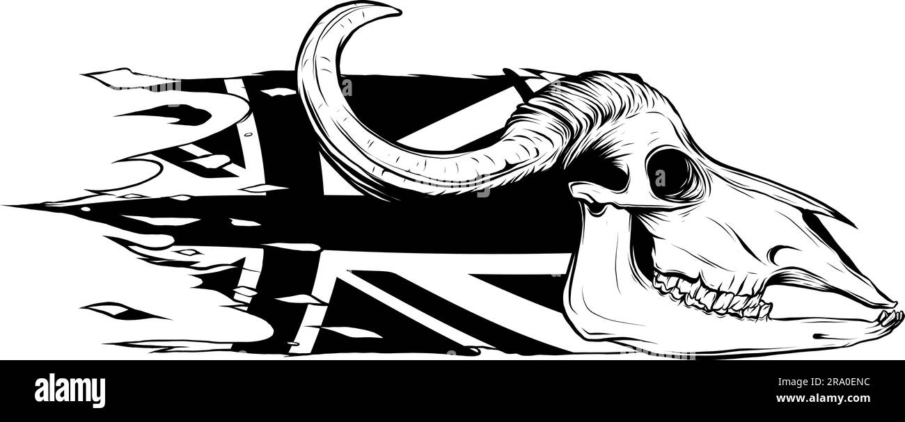 Bull skull black and white vector illustration Stock Vector Image & Art ...