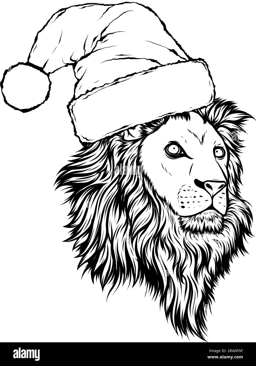 illustration vector of Lion head outline design Stock Vector