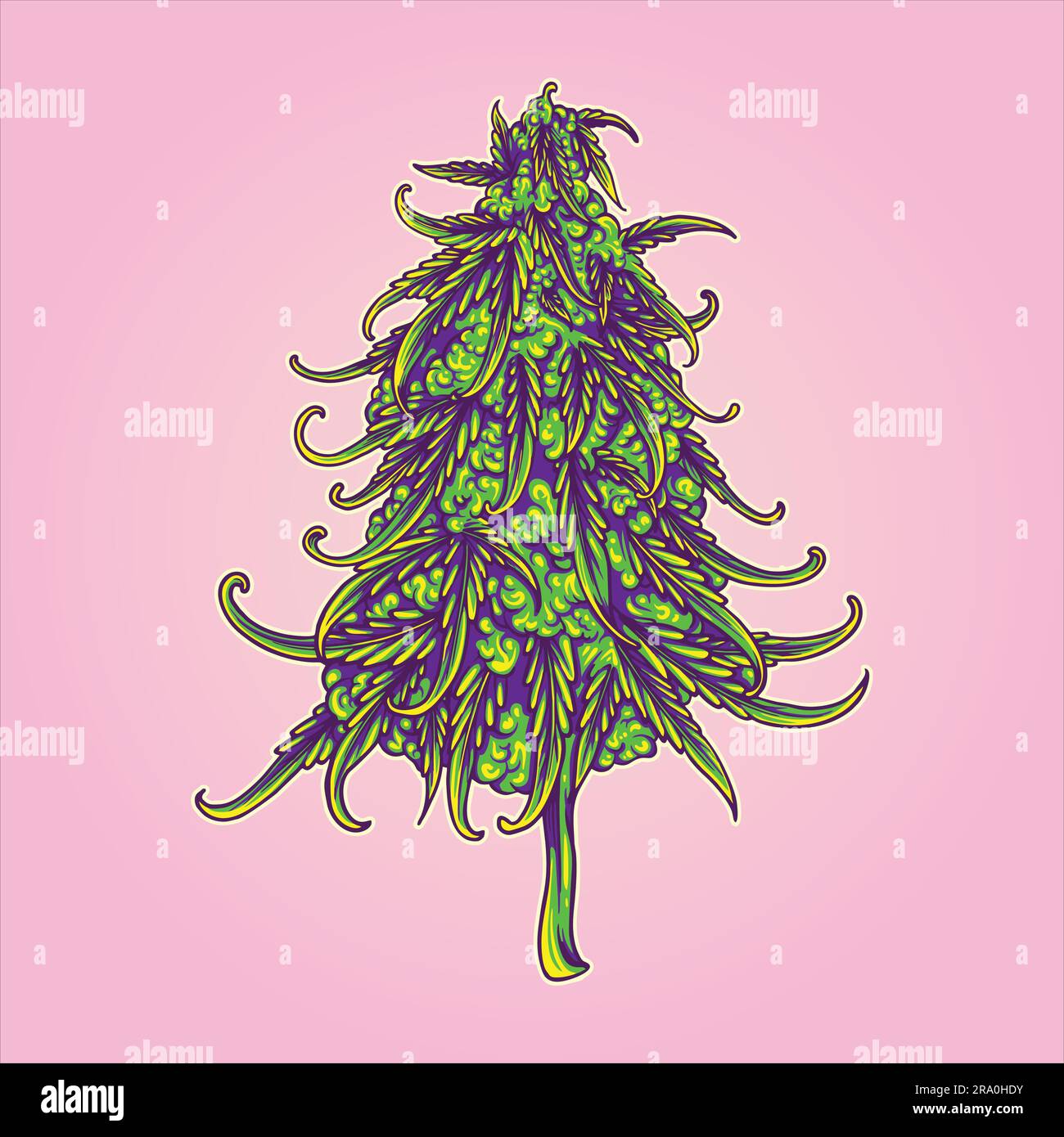 Antique cannabis sativa aesthetics in bloom vector illustrations for your work logo, merchandise t-shirt, stickers and label designs, poster, Stock Vector