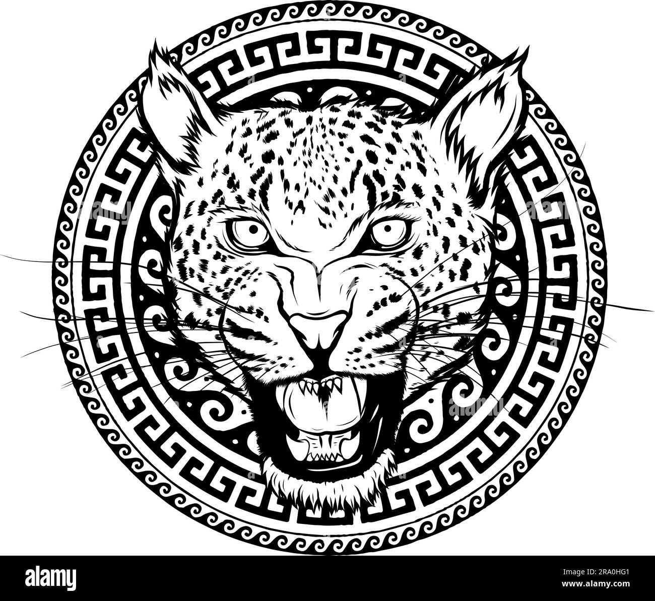leopard head in black and white outline Stock Vector Image & Art - Alamy