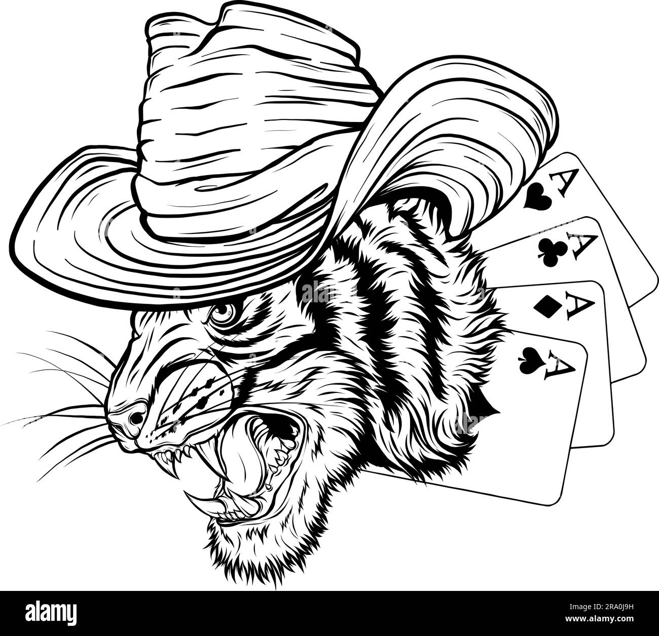 outline of Tiger head vector illustration design Stock Vector Image