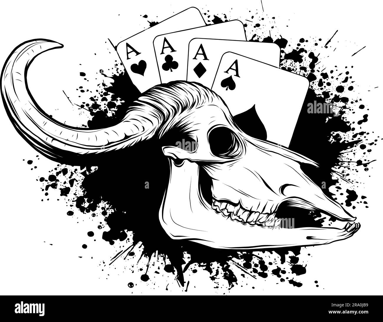 bull skull vector art outline illustration design Stock Vector Image ...